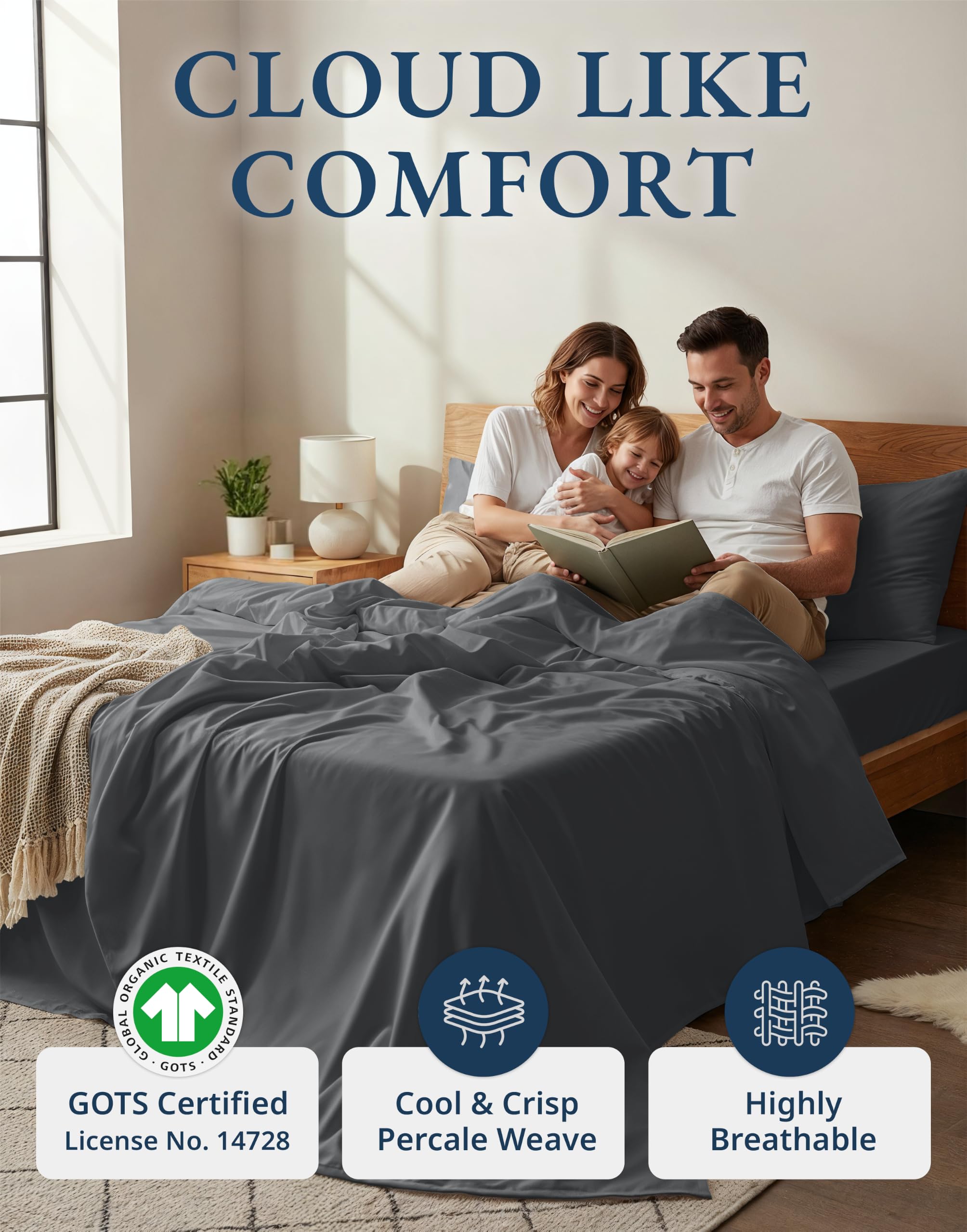 LANE LINEN drap-housse profond avec élastique périphérique assurant bon maintien