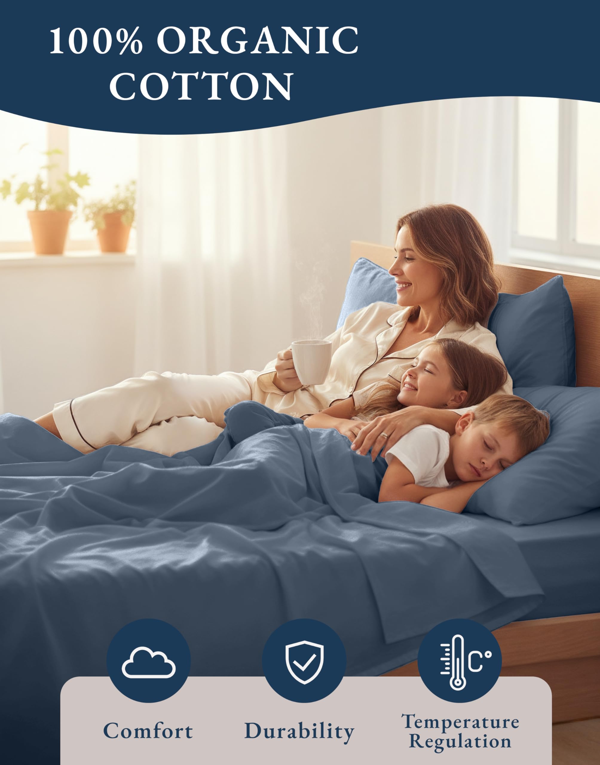 LANE LINEN housse ajustée sur un matelas 8-13" montrant l'ajustement parfait