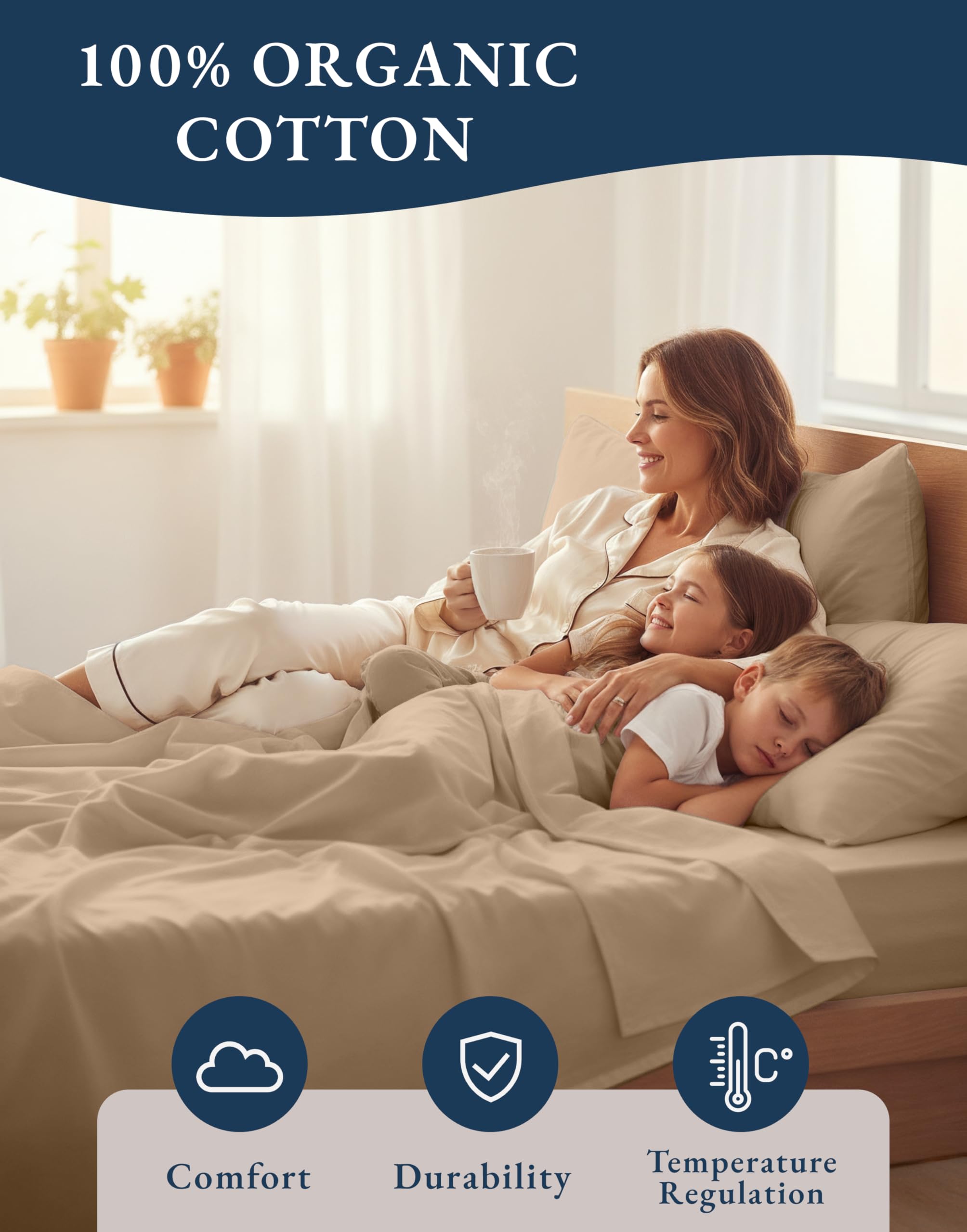 LANE LINEN drap posé sur matelas profond ajustement jusqu'à 15"