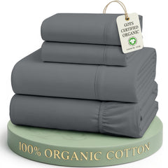 LANE LINEN emballage du jeu de draps Full charbon montrant sac réutilisable