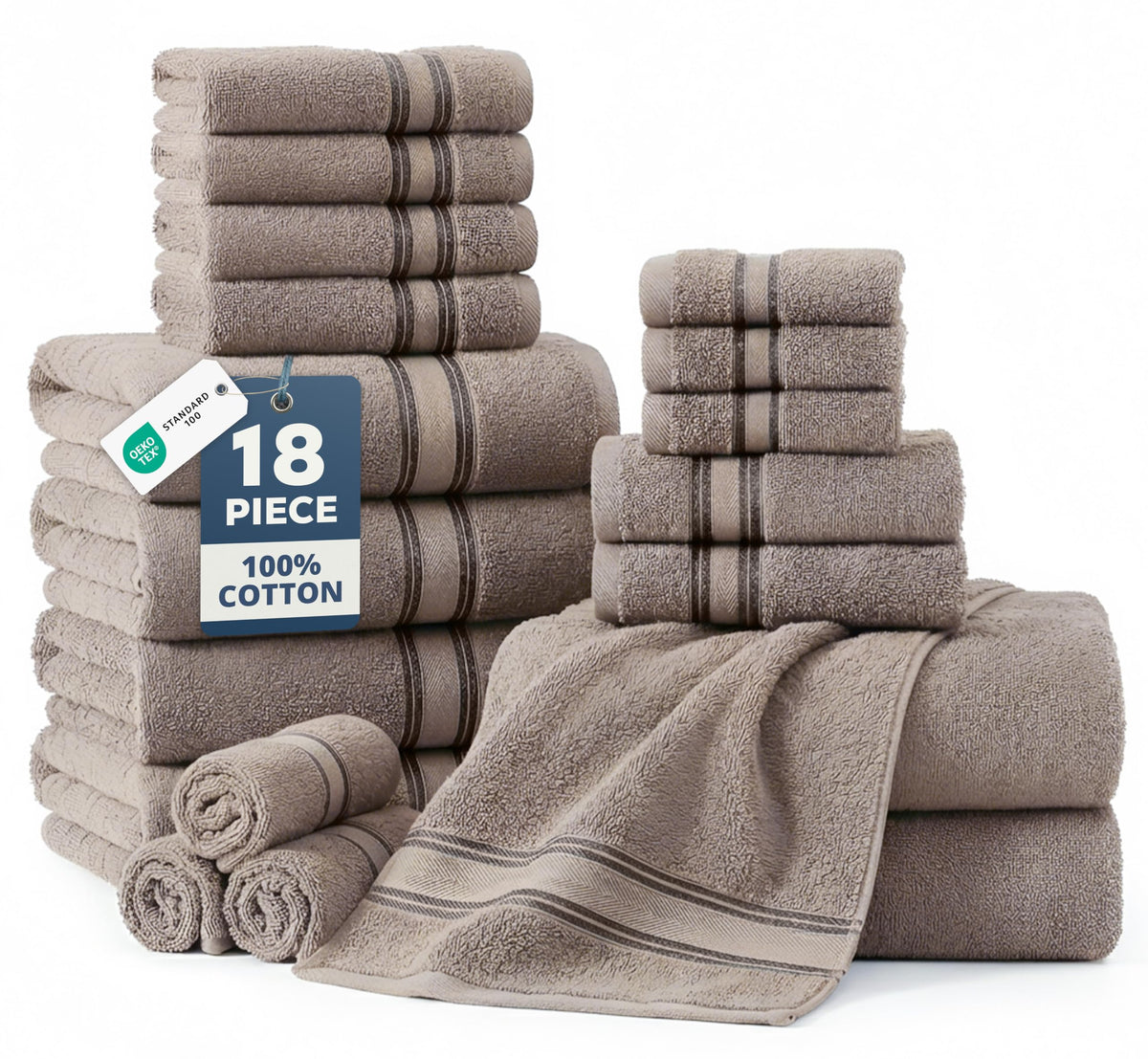 LANE LINEN vue d'ensemble du set 18 pièces pour confort quotidien