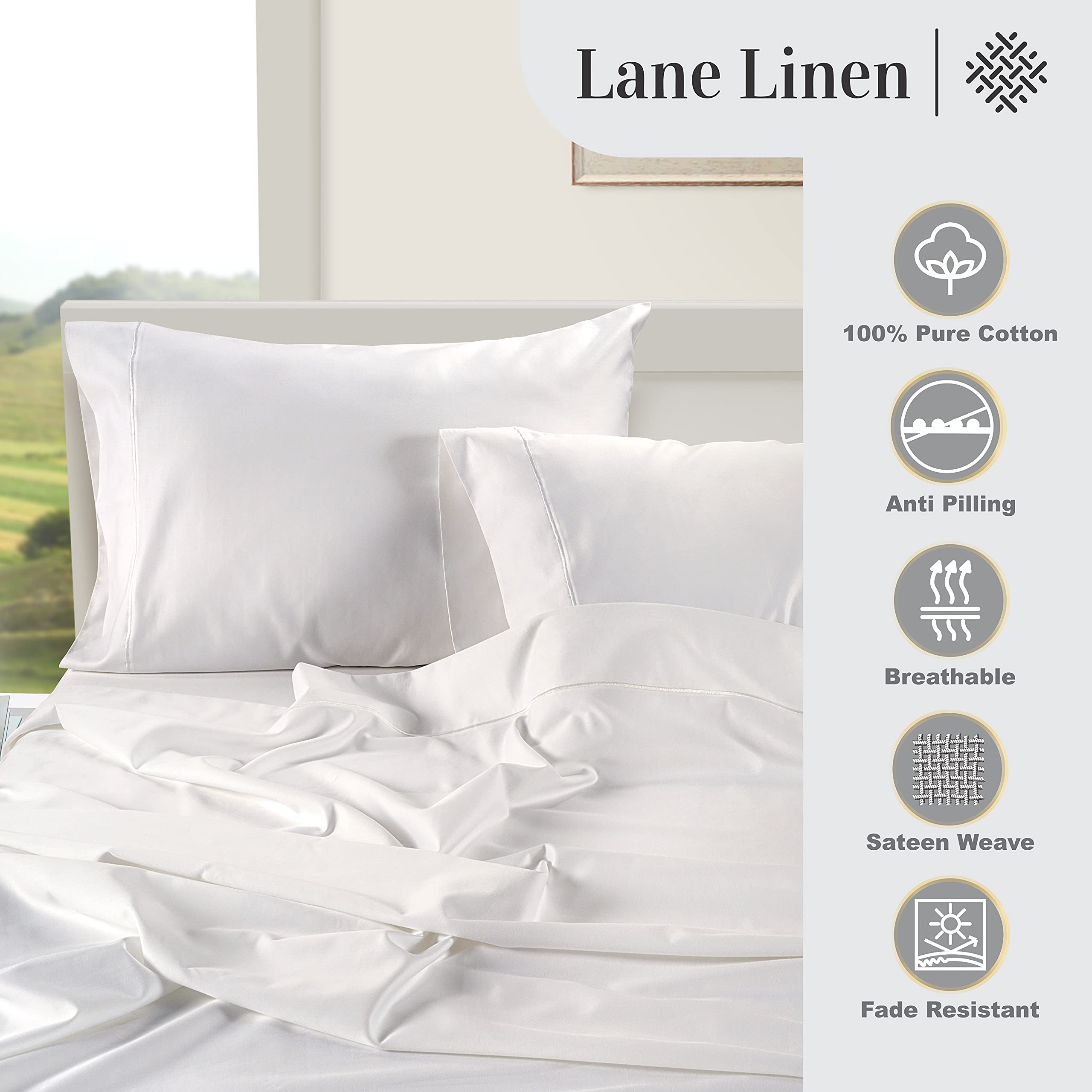 LANE LINEN comparaison taille king avec règle, ajustement précis