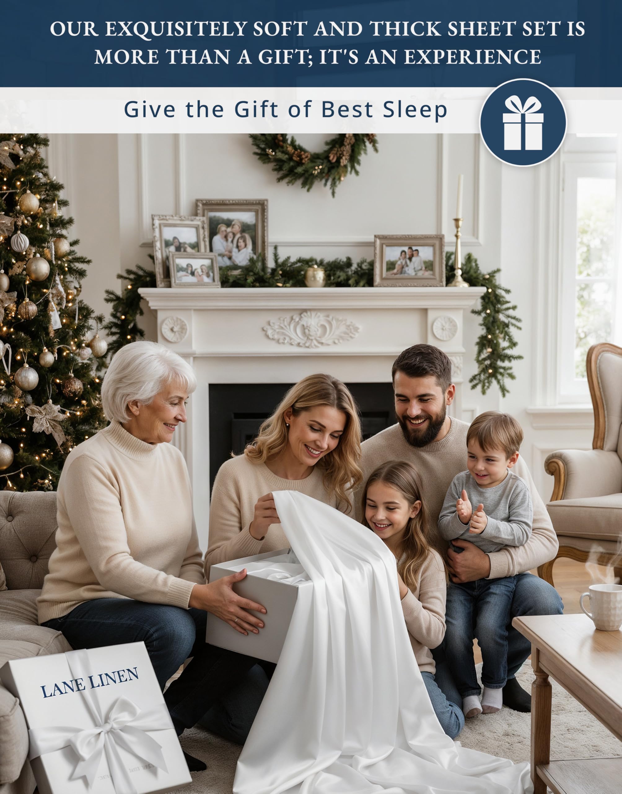 LANE LINEN housse ajustée à poches profondes offrant maintien sur matelas épais
