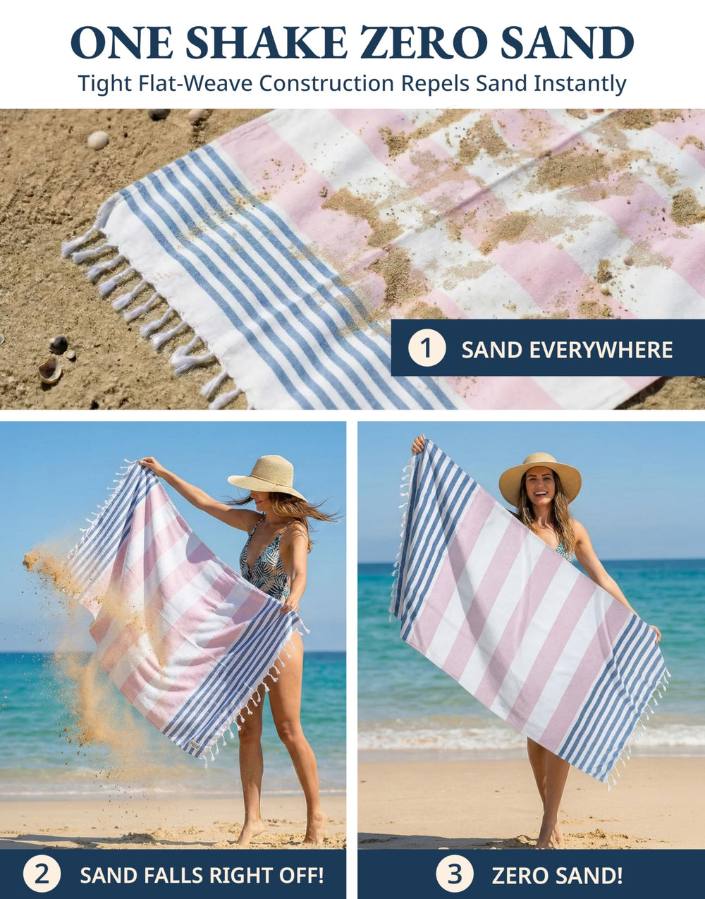 LANE LINEN serviette Old Glory posée près d’une personne pour échelle