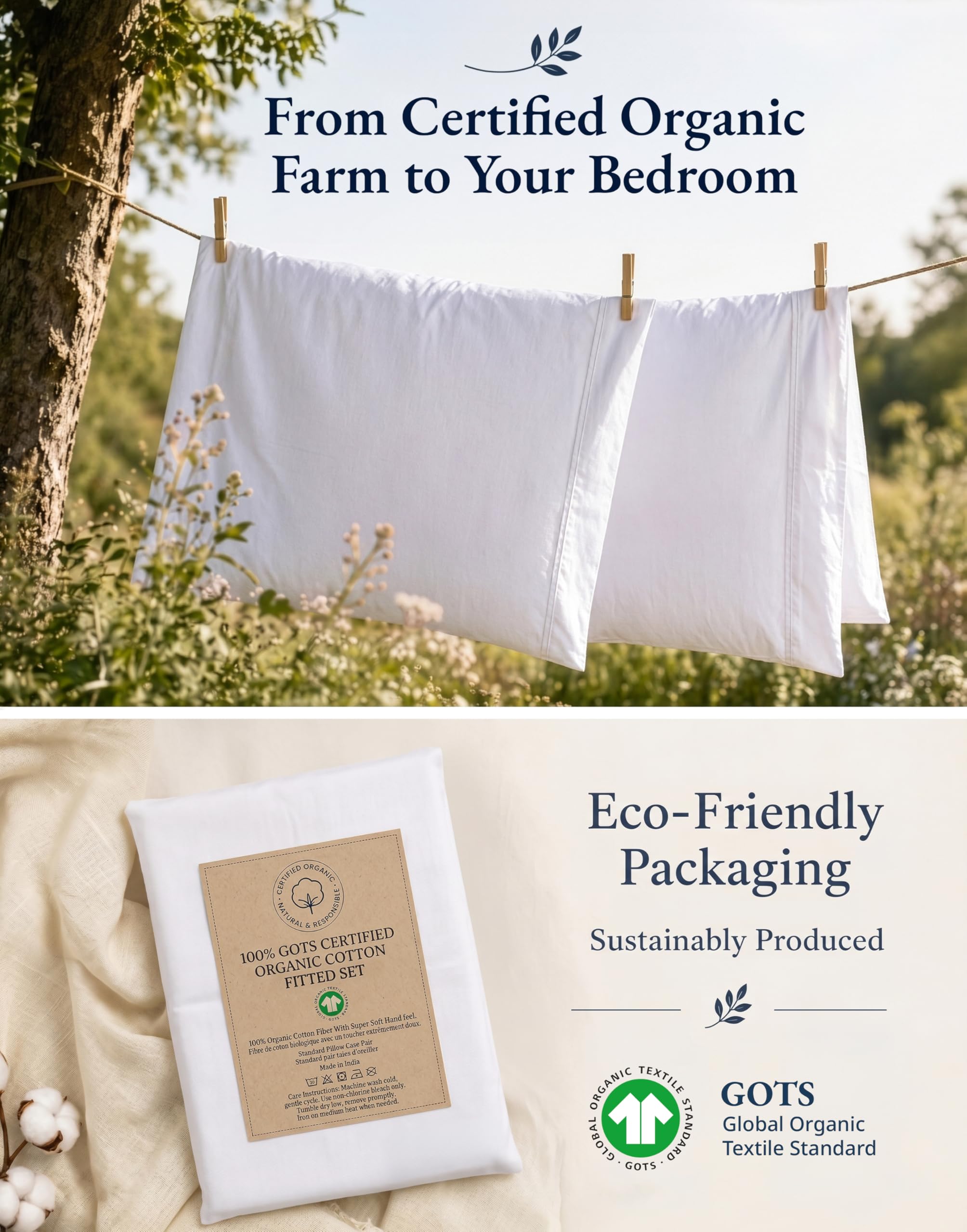 LANE LINEN packaging et étiquette affichant certification Oeko-Tex