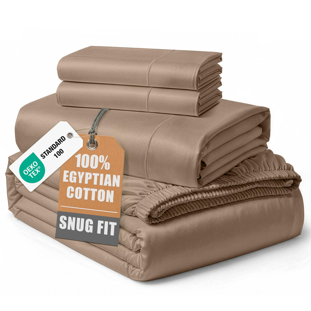 LANE LINEN emballage du set taupe montrant le sac réutilisable et l'aspect soigné