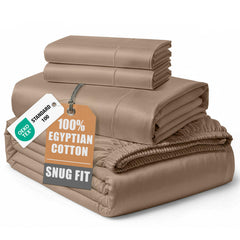 LANE LINEN emballage du set taupe montrant le sac réutilisable et l'aspect soigné