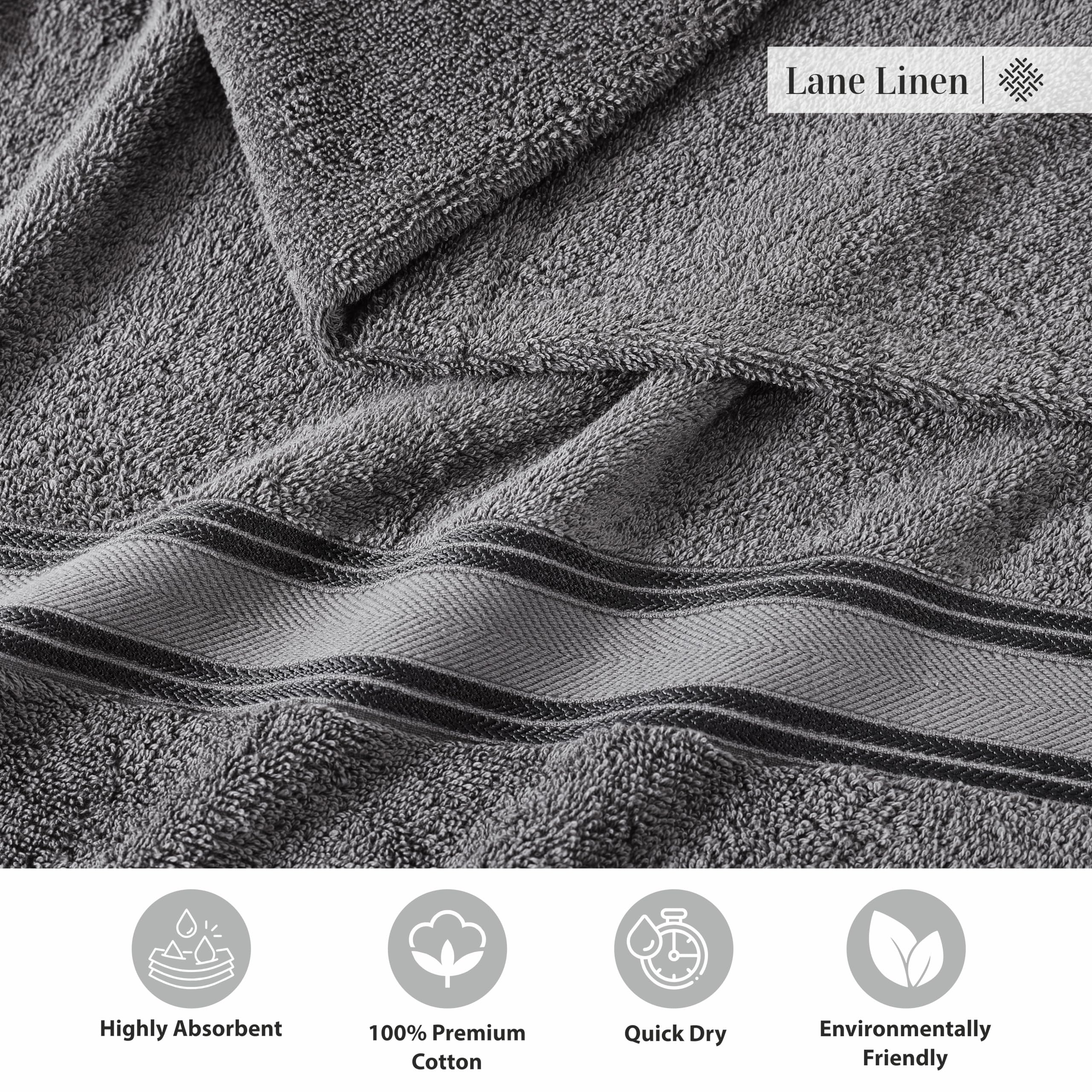 LANE LINEN pile de serviettes grises, prêt à l'emploi et stockage facile