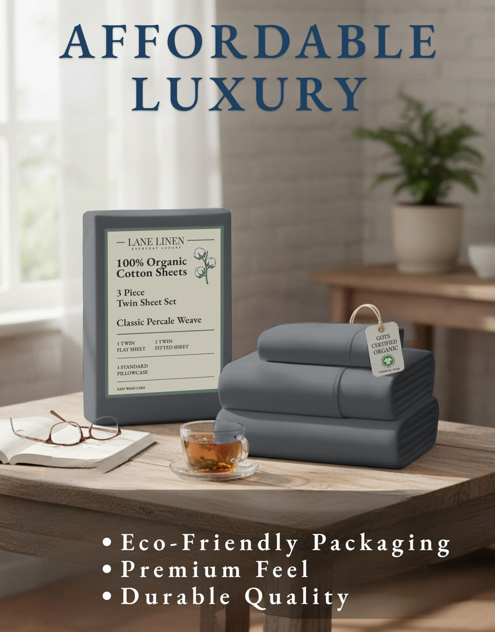 LANE LINEN sac réutilisable d'emballage, alternative sans plastique