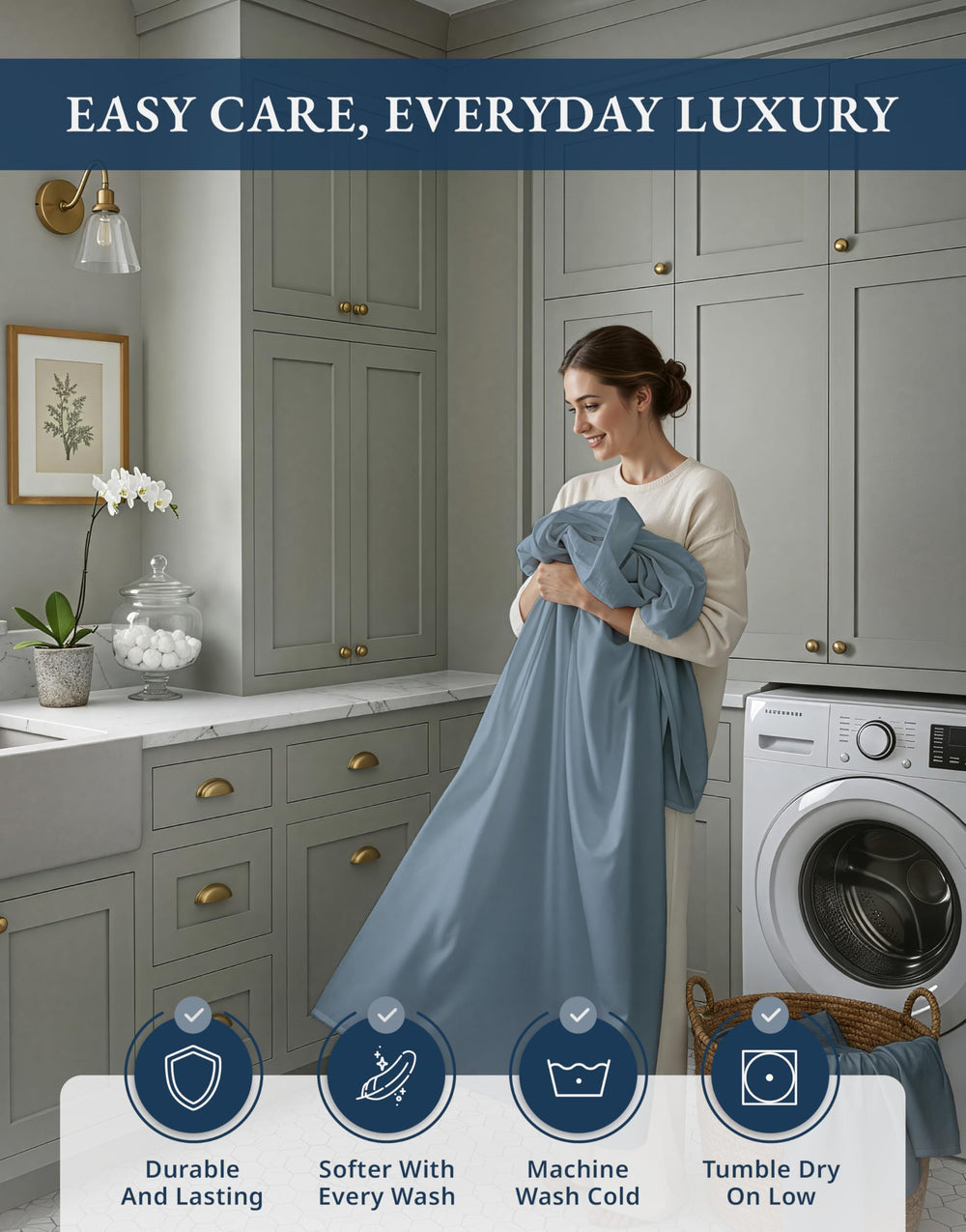 LANE LINEN sac réutilisable d'emballage montrant présentation cadeau et rangement pratique