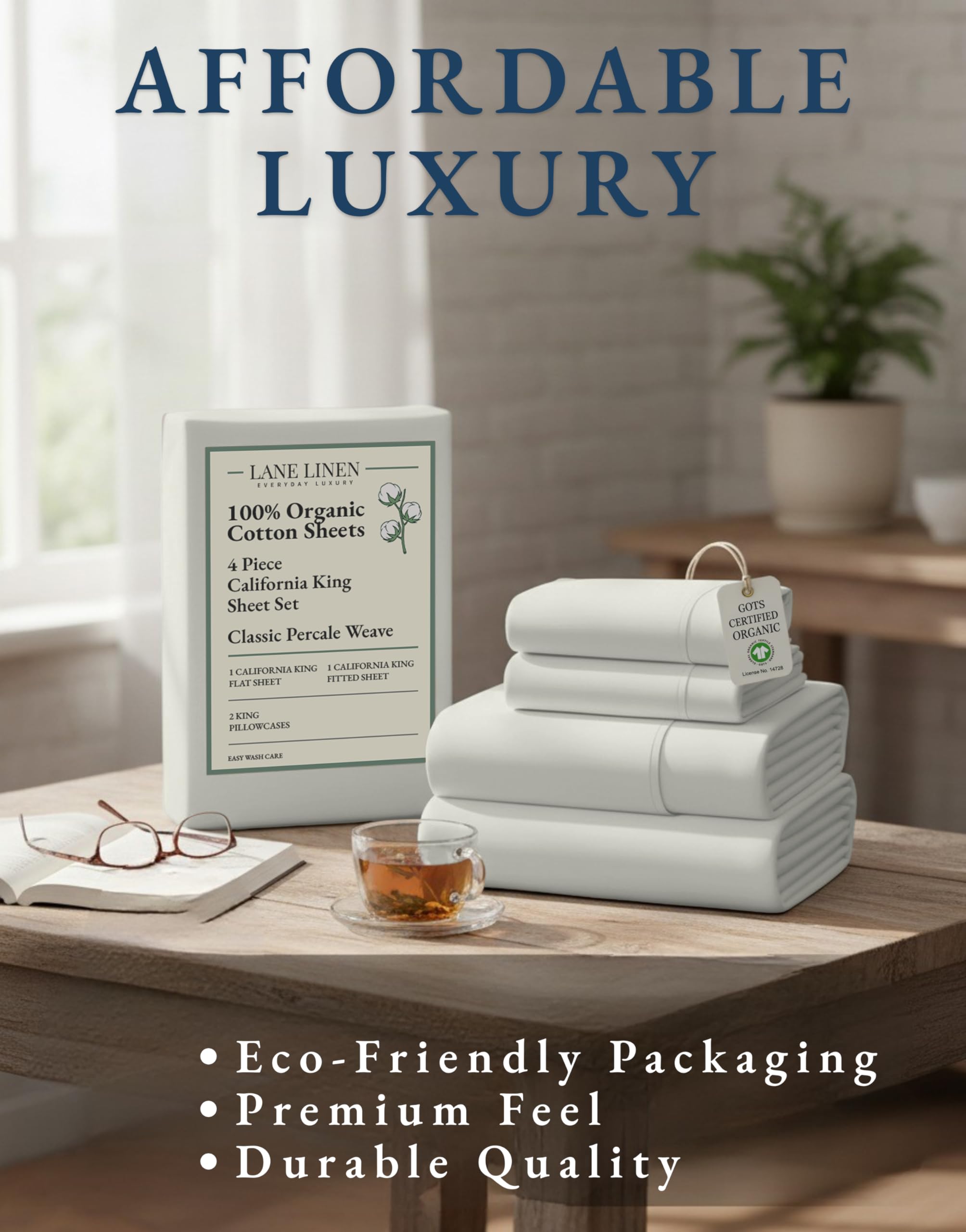 LANE LINEN sac en tissu réutilisable contenant le set, réduction des déchets plastiques