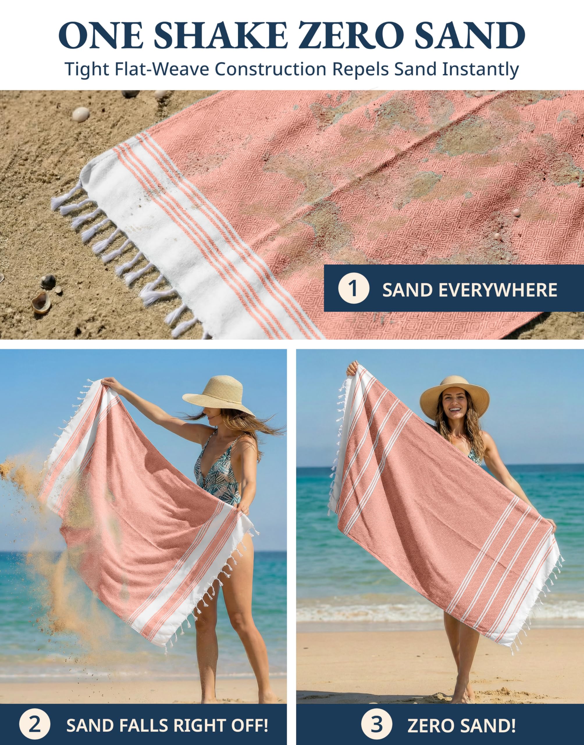 LANE LINEN secouage pour éliminer le sable rapidement avant rangement