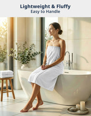LANE LINEN serviette de bain blanche montrant coupe généreuse et drapé