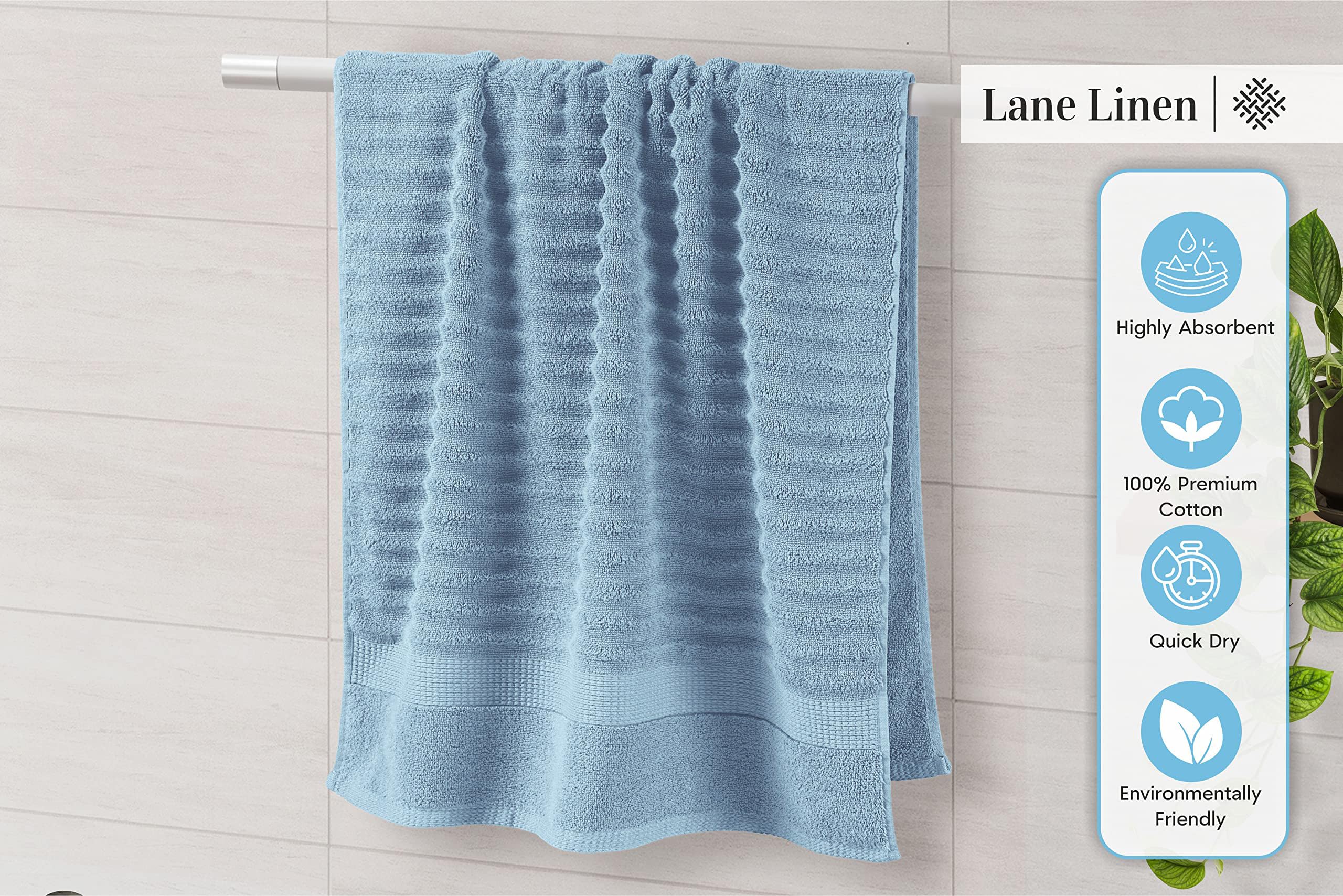 LANE LINEN serviette pour les mains bleue pliée, idéale pour usage quotidien et déco