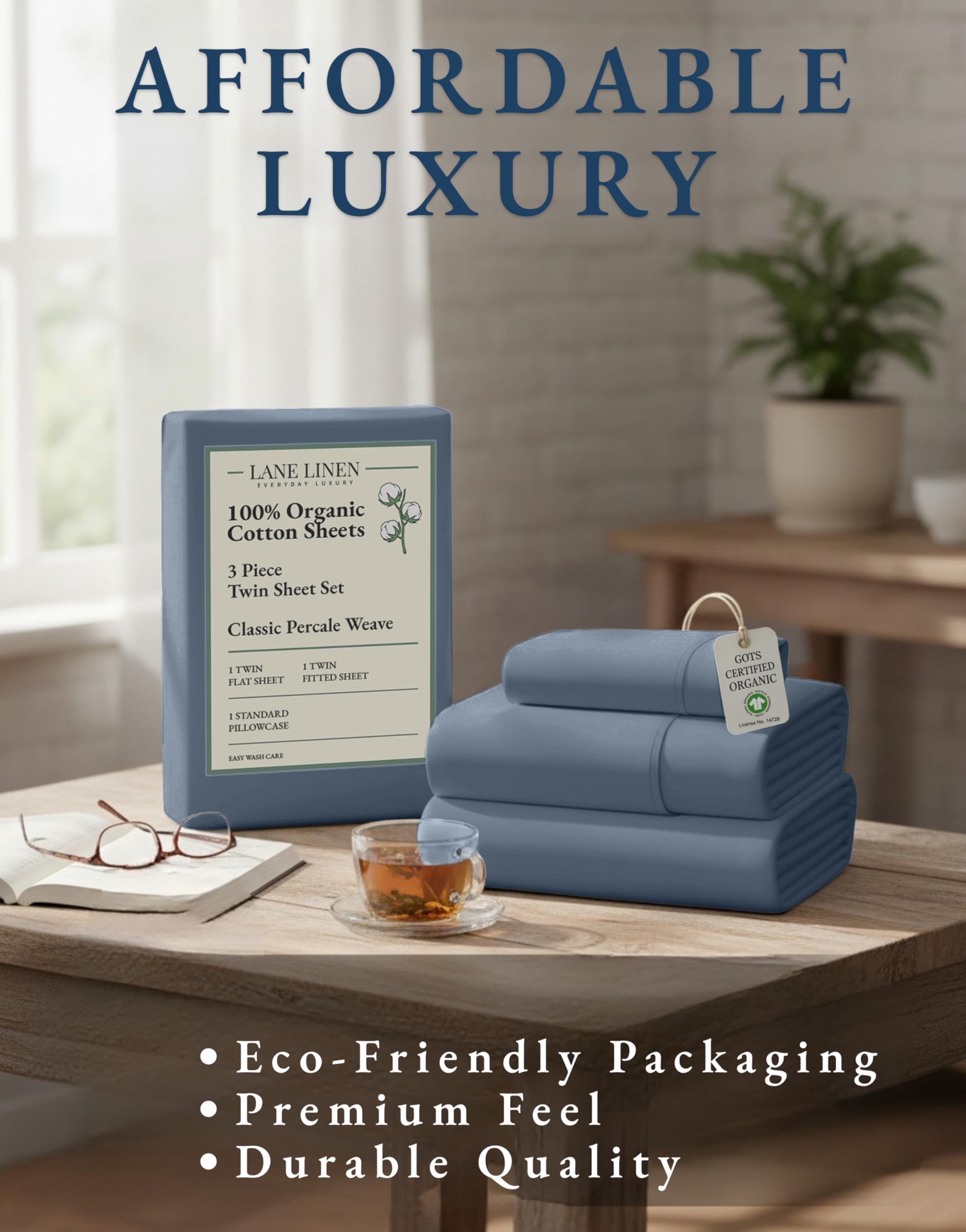 LANE LINEN drap-housse démonstration sur matelas épais 8-13 pouces adapté