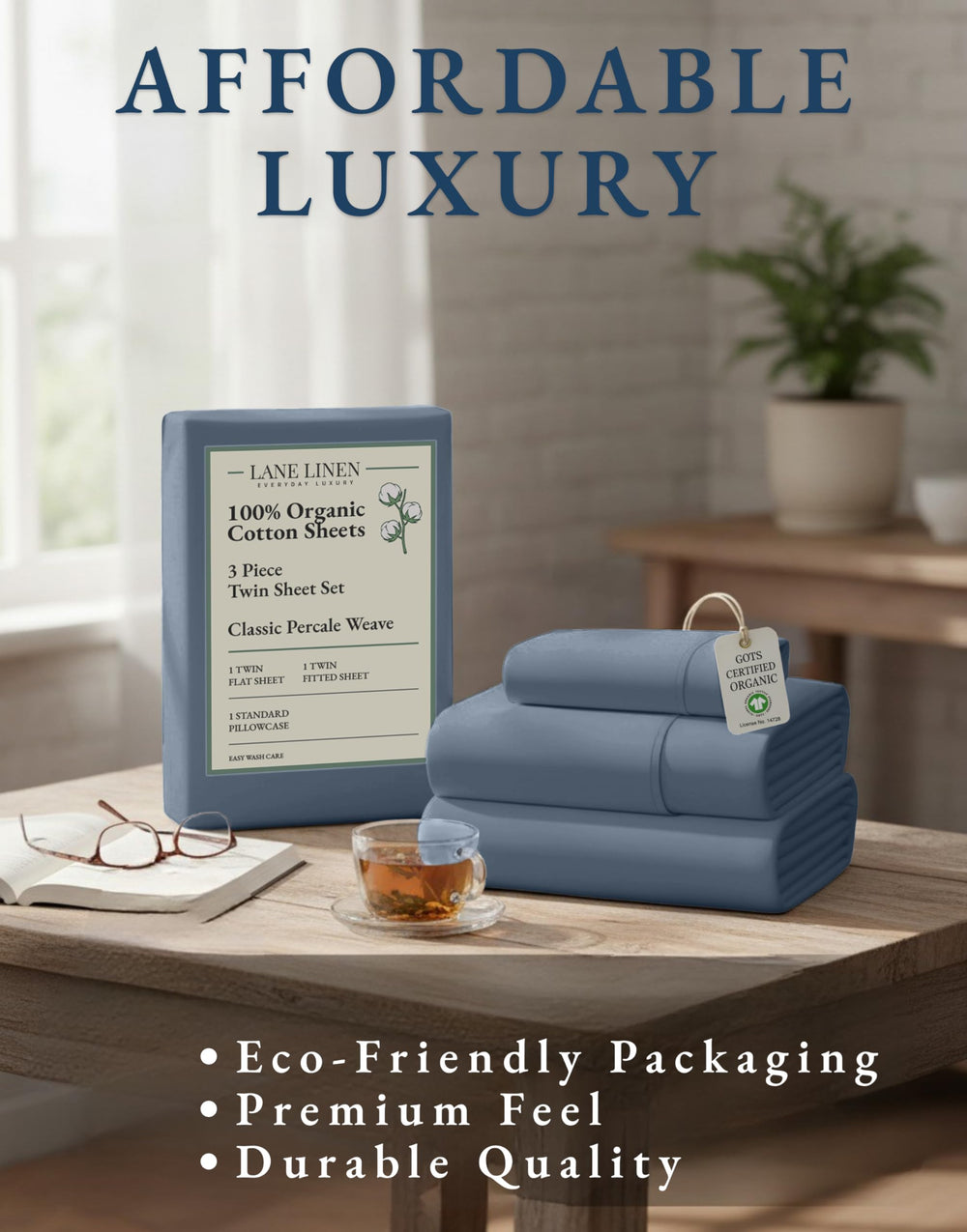 LANE LINEN drap-housse démonstration sur matelas épais 8-13 pouces adapté
