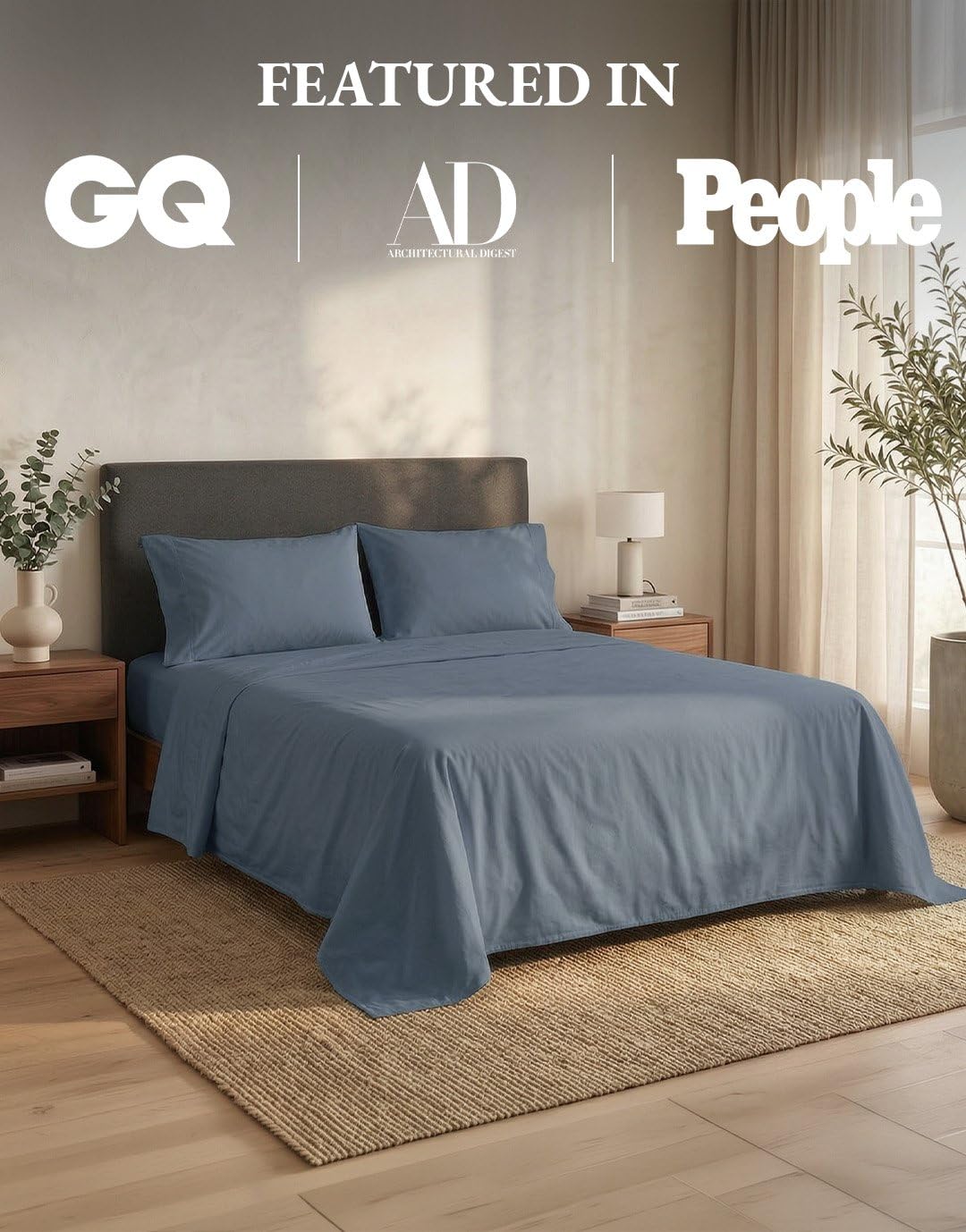 LANE LINEN coloris Estate Blue apaisant et coordonné pour chambre moderne