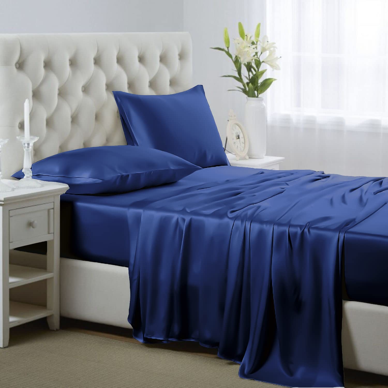 Lanest Housing draps ensemble face avant bleu marine aspect luxueux