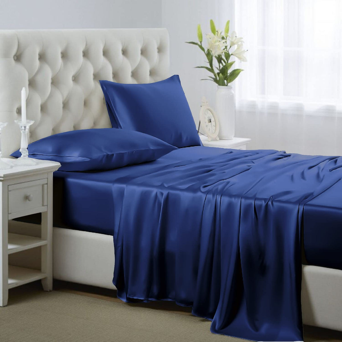 Lanest Housing draps ensemble face avant bleu marine aspect luxueux
