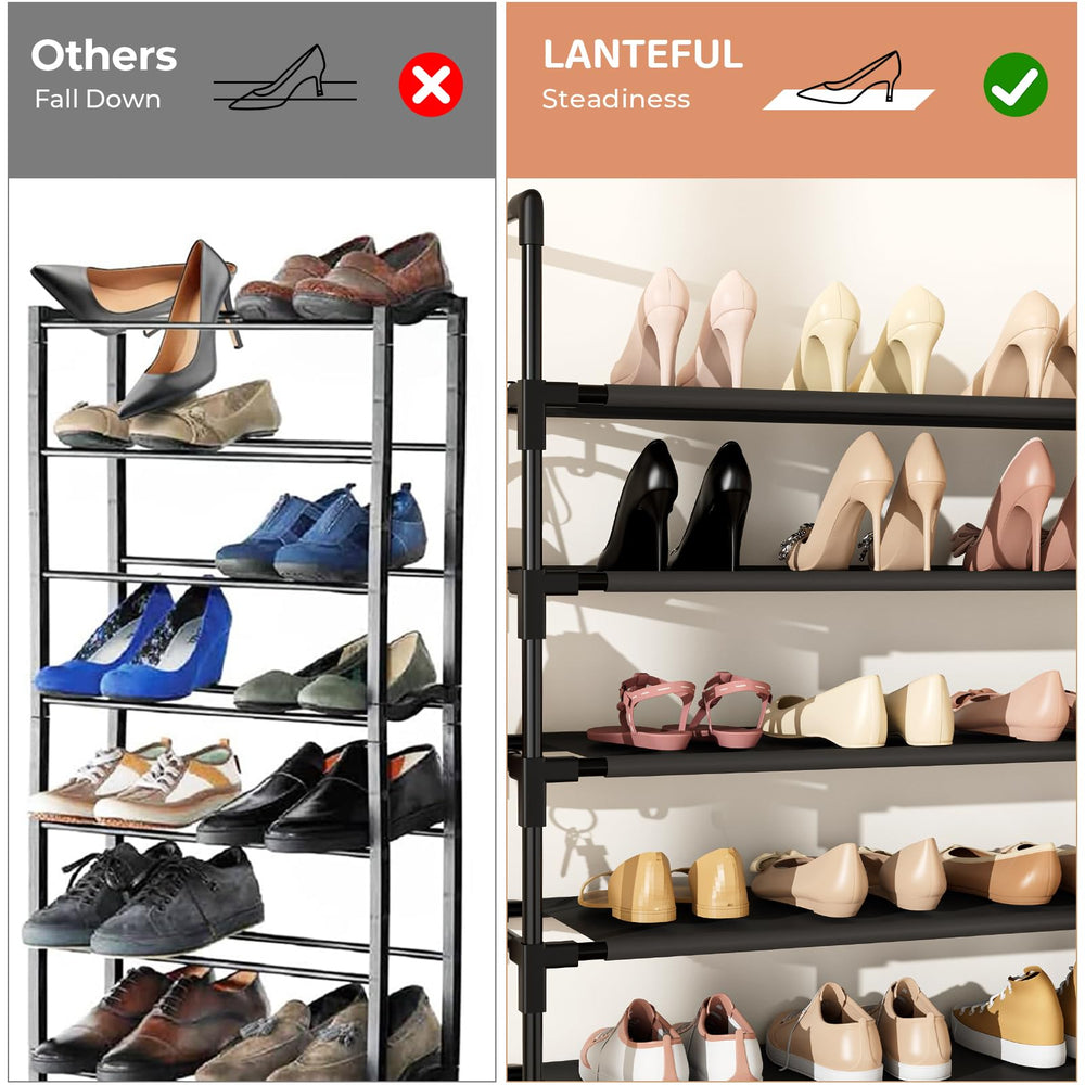 LANTEFUL étagère remplie de chaussures variées démontrant capacité