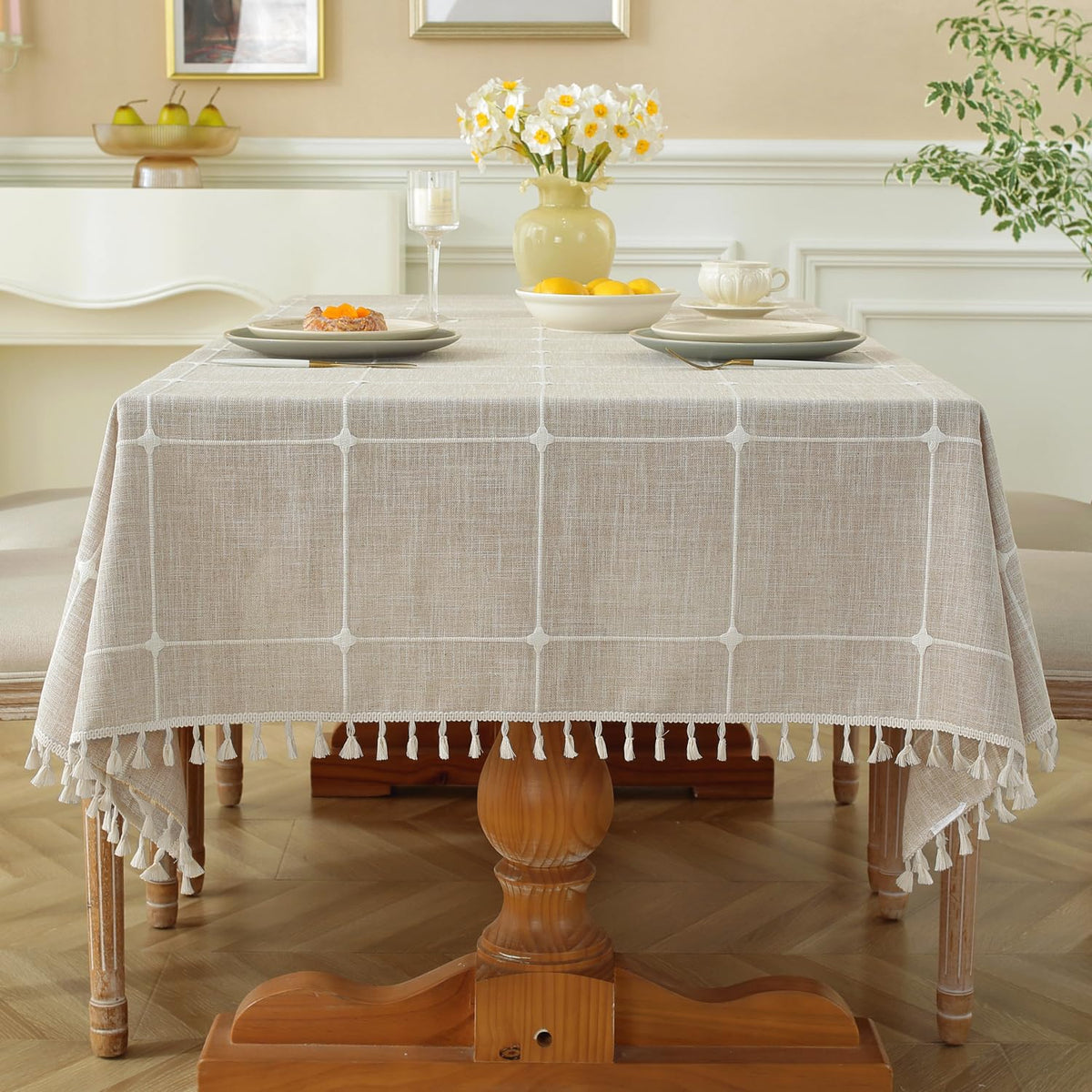 Laolitou nappe rectangulaire sur table montrant style rustique et protection