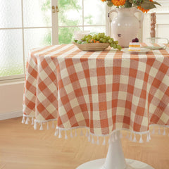 Laolitou nappe ronde 60" vue de face, ajoute chaleur et style automnal