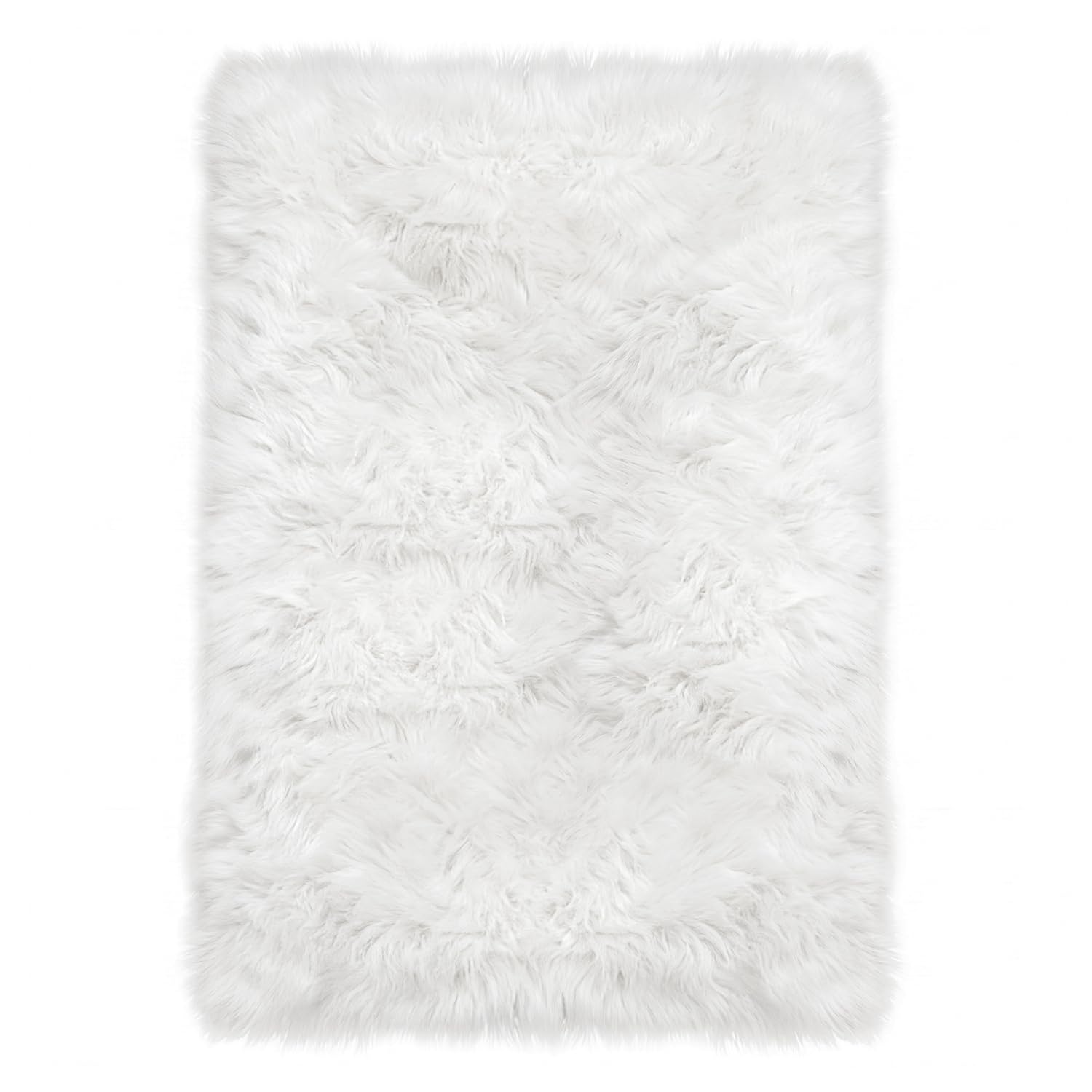 Latepis vue de face du tapis fausse fourrure blanc pour une décoration chaleureuse