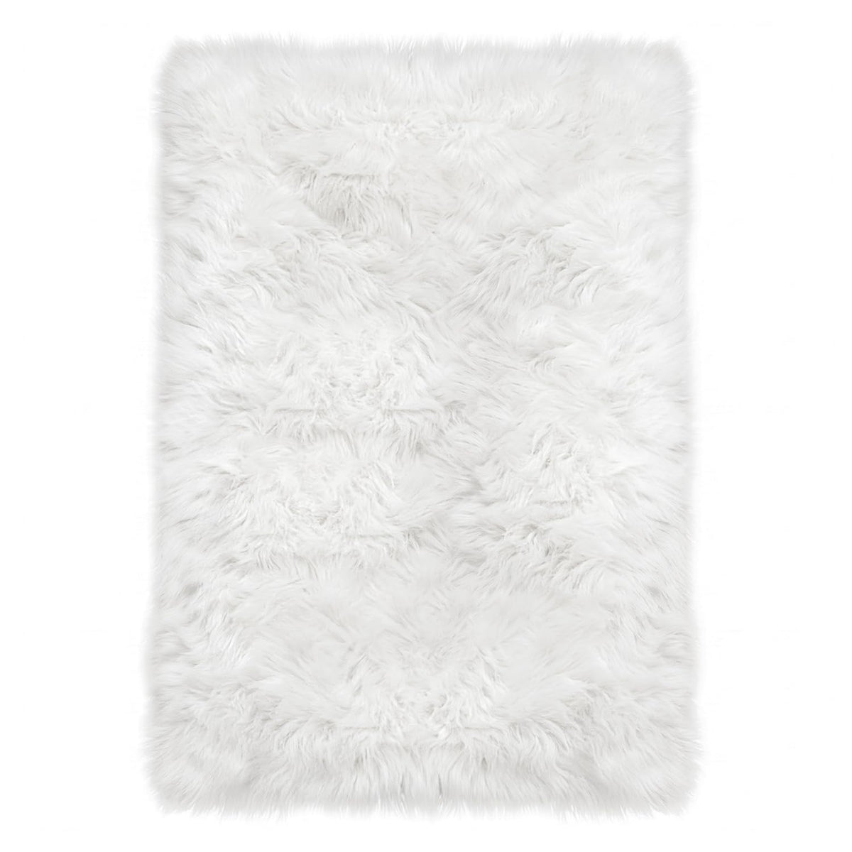 Latepis vue de face du tapis fausse fourrure blanc pour une décoration chaleureuse