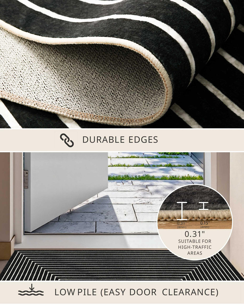 Latte&Fog bord et couture montrant finitions résistantes et durables
