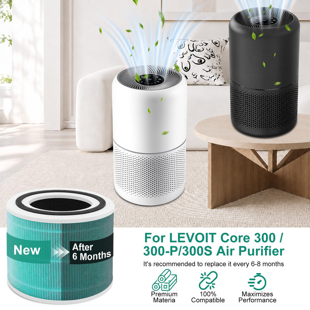 Laukowind filtre en situation dans un salon illustrant air intérieur plus propre