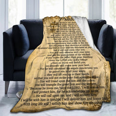 launamren plaid Psalm 91 face avant montrant le motif spirituel et le confort