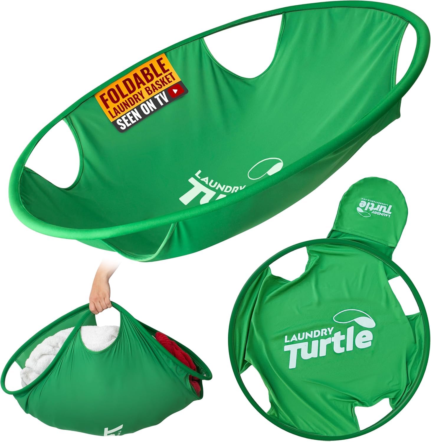 Laundry Turtle visage avant du panier vert, rangement simplifié