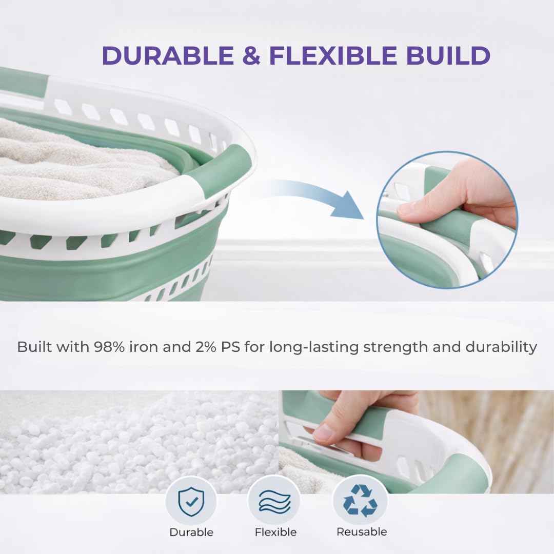 Laundry 360 panier replié glissé sous lit montrant gain de place