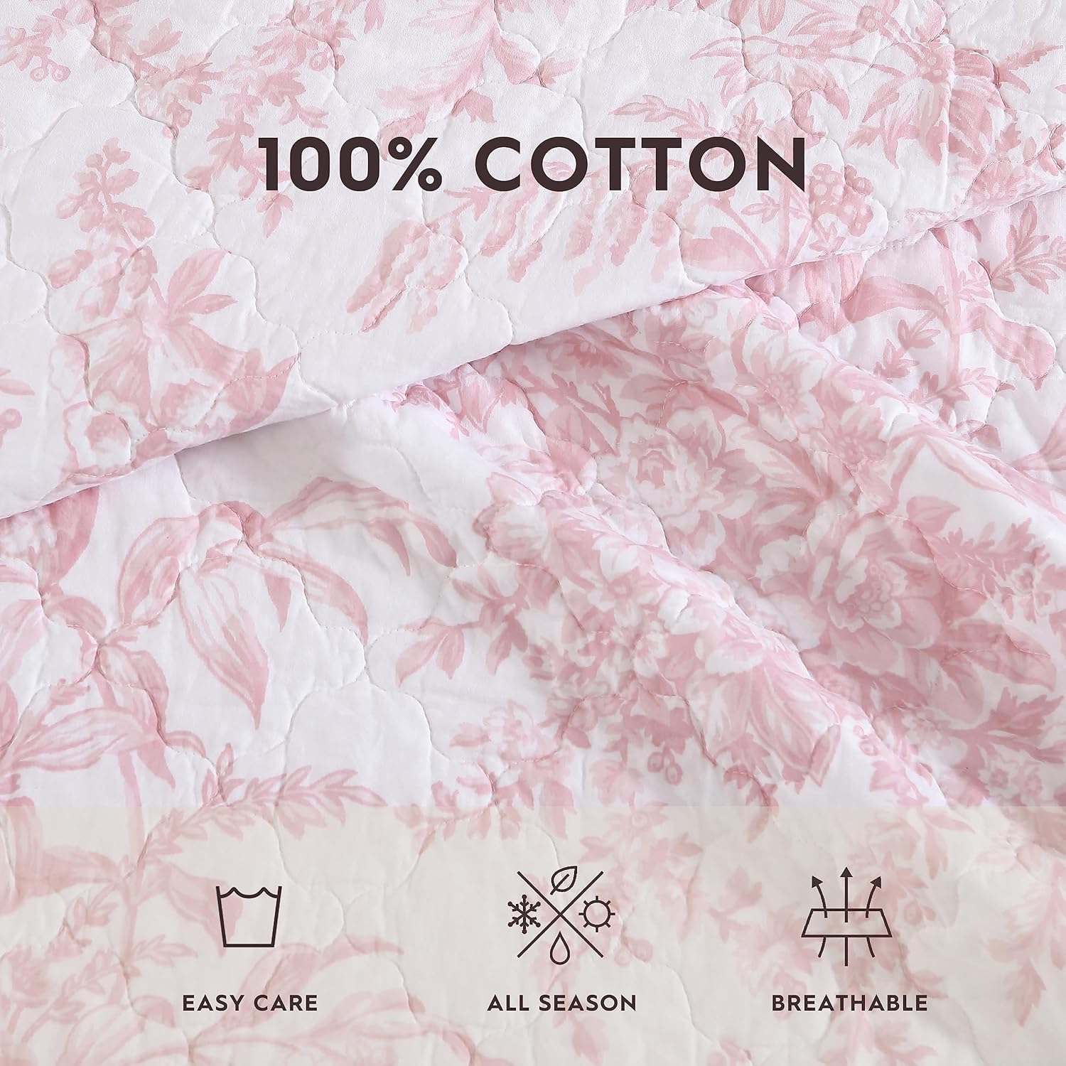 Laura Ashley étiquette entretien illustrant lavage machine et durabilité