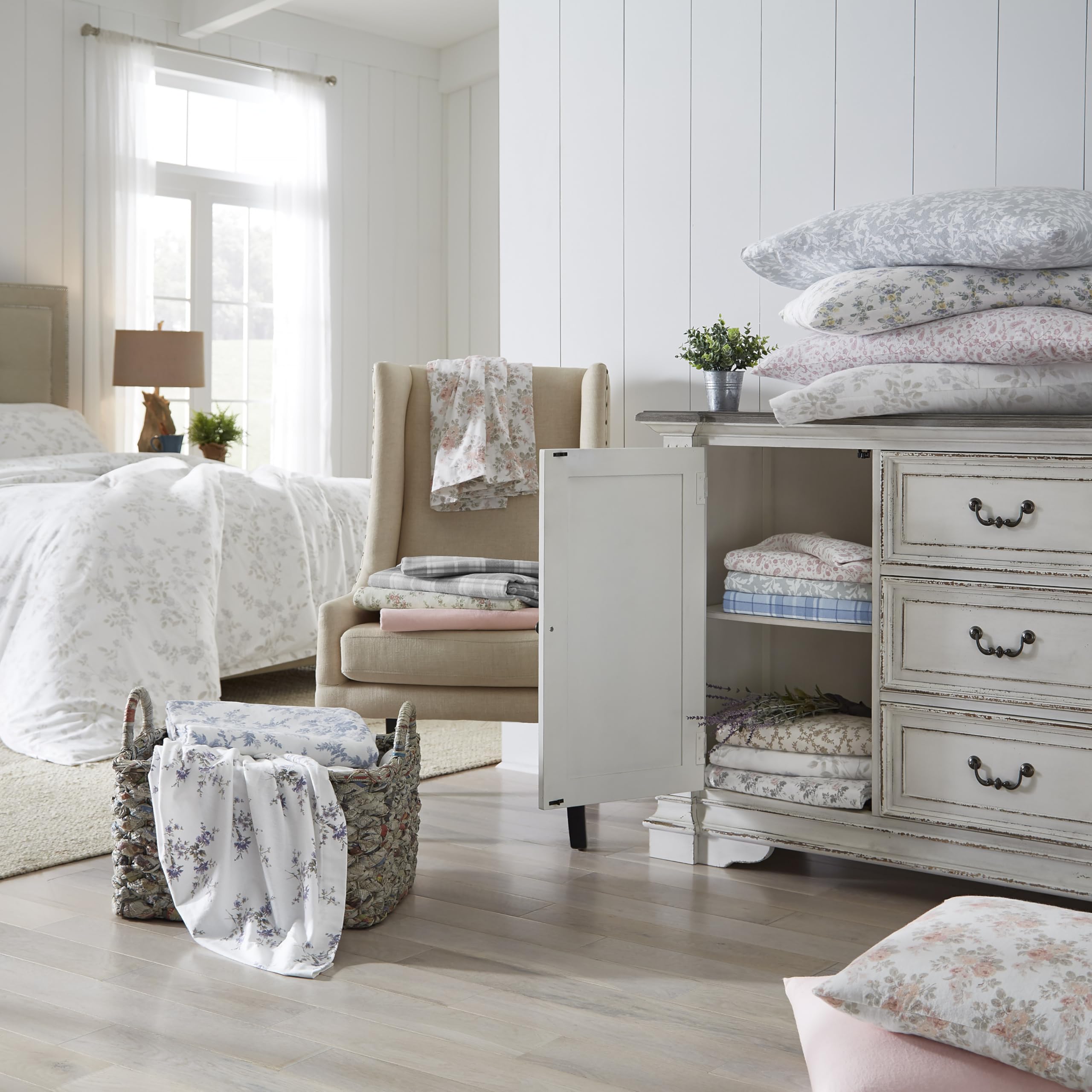Laura Ashley étiquette matière confirmant 100% coton et entretien facile