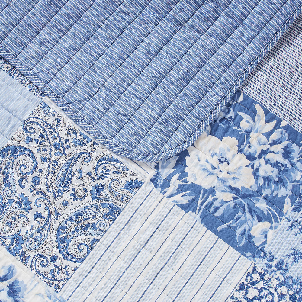Laura Ashley verso rayure ticking bleue offrant look réversible pratique