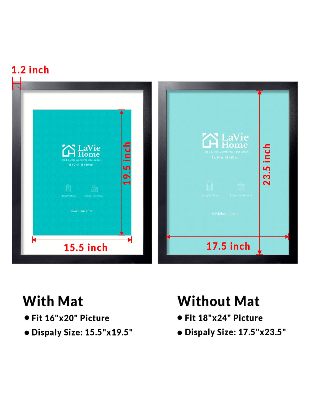 LaVie Home cadre en paysage accroché idéal pour posters larges