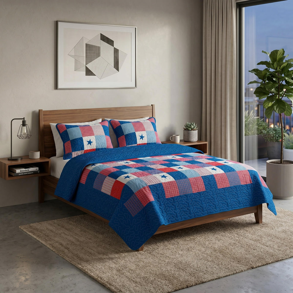 Lavish Home couette sur lit Full/Queen illustrant taille et tombé pour repères visuels