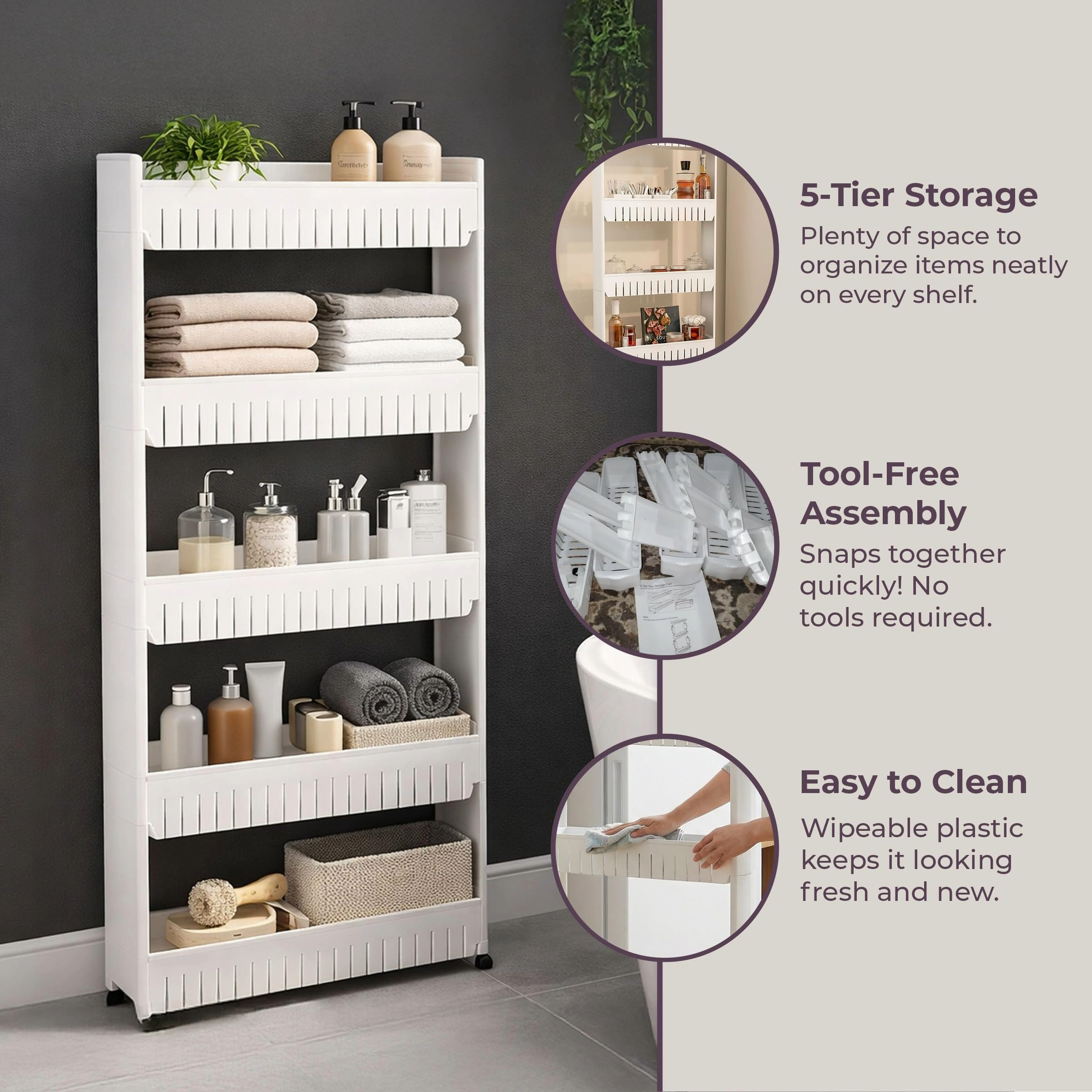 Lavish Home chariot organisé dans buanderie pour produits et lessive