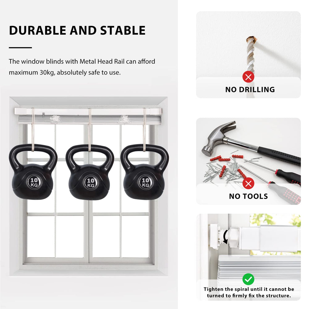 LazBlinds détail de la barre supérieure métallique pour maintien solide jusqu'à 30kg