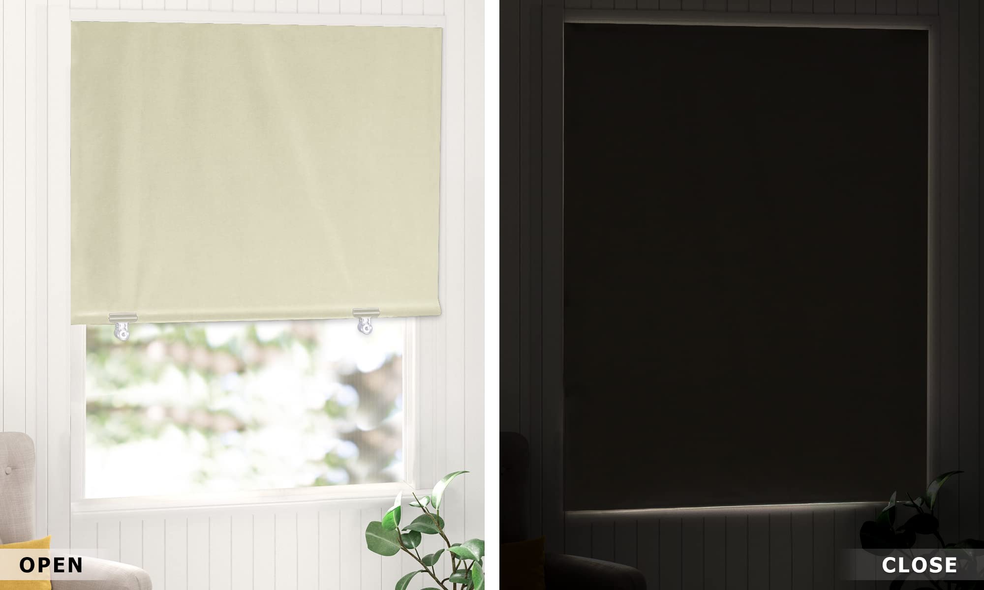 LazBlinds comparaison échelle et fenêtre montrant taille 48x72 pour ajustement