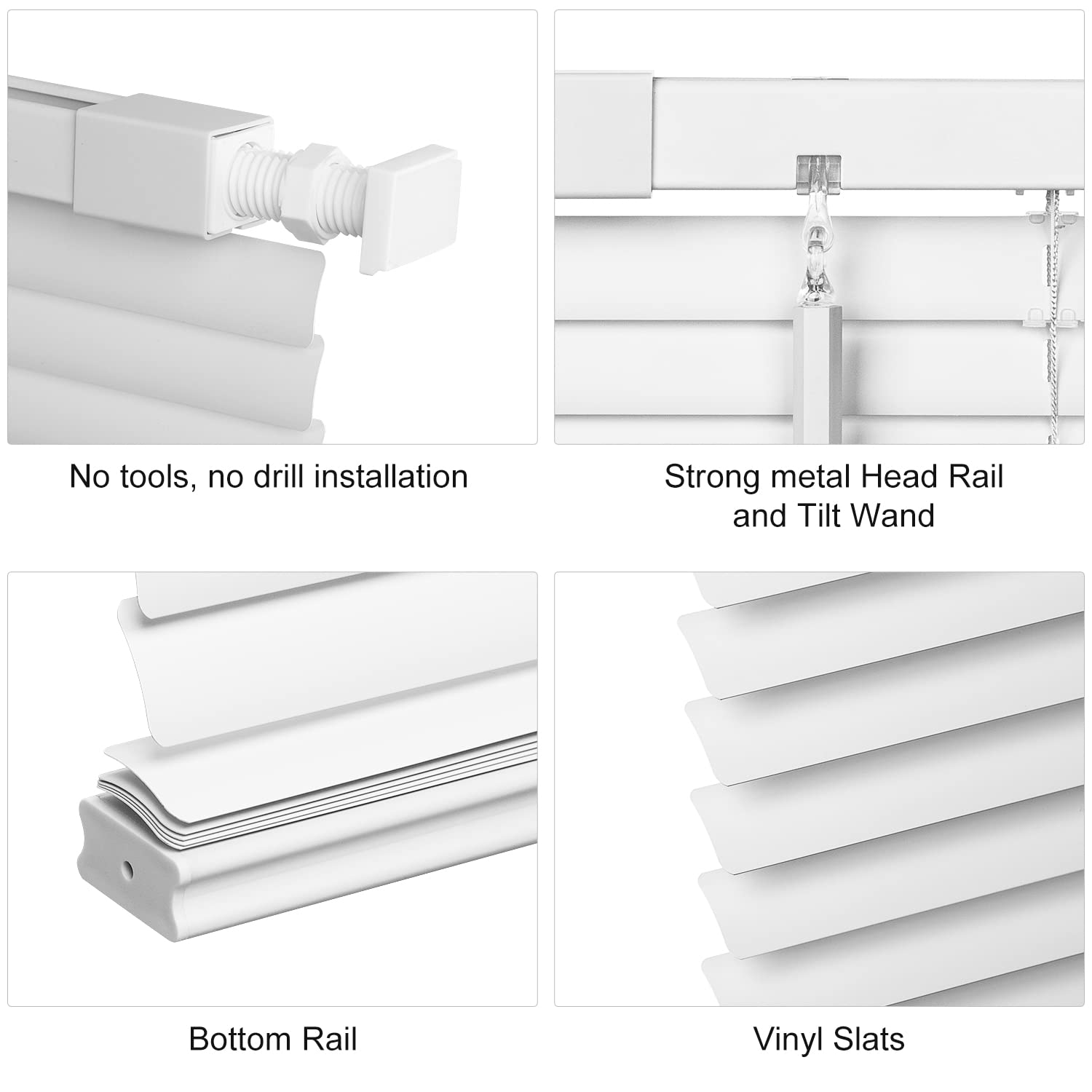 LazBlinds gros plan des lames 1" montrant texture résistante et contrôle lumière
