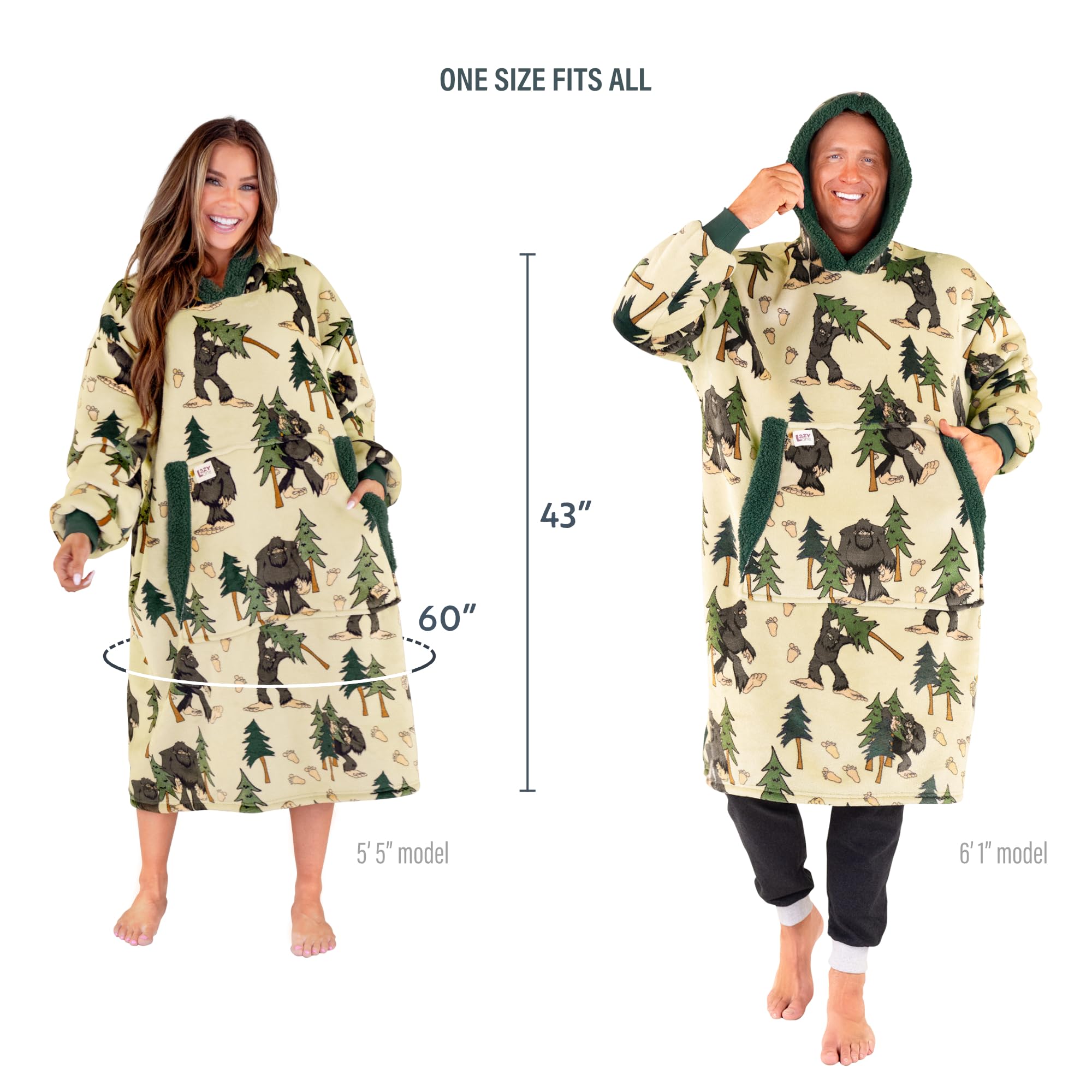 Lazy One Bigfoot comparaison échelle montrant longueur et couverture