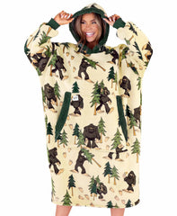 Lazy One Bigfoot vue avant du sweat surdimensionné montrant coupe et motif