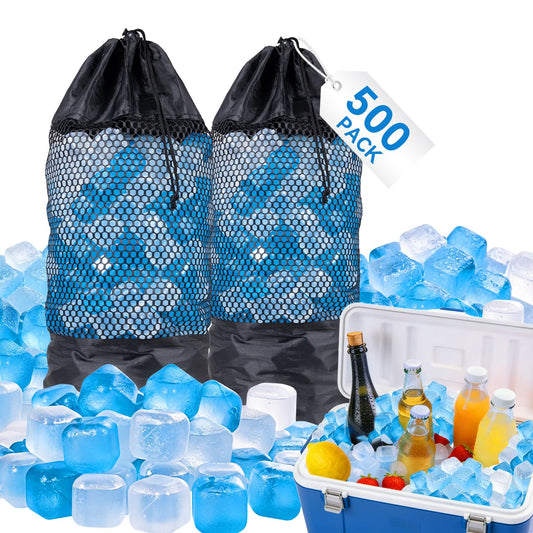 LAZYSEAL packaging avant montrant 500 glaçons et sacs, pratique pour stocker