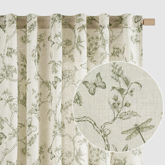 Lazzzy panneau face entier vert floral montrant style farmhouse et lumière tamisée