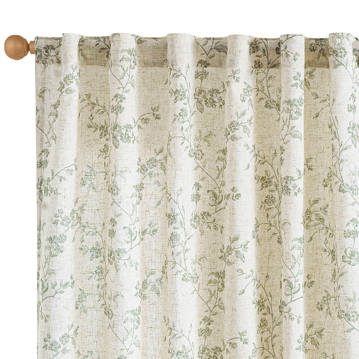 Lazzzy rideau face avant montrant motif floral et ambiance rustique