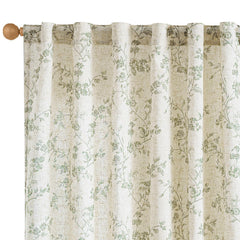 Lazzzy rideau face avant montrant motif floral et ambiance rustique