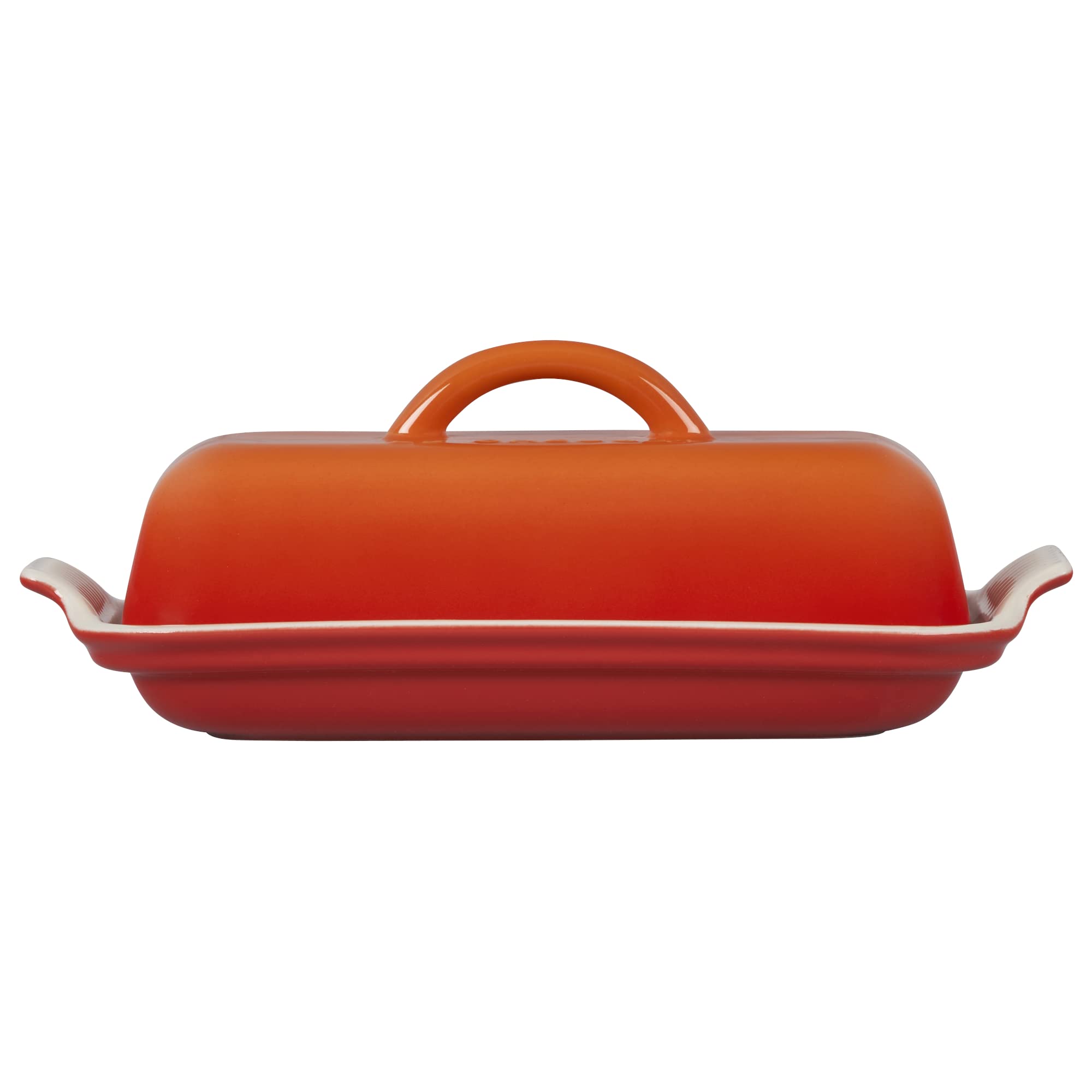 Le Creuset beurrier Heritage comparaison d'échelle avec une main pour taille pratique