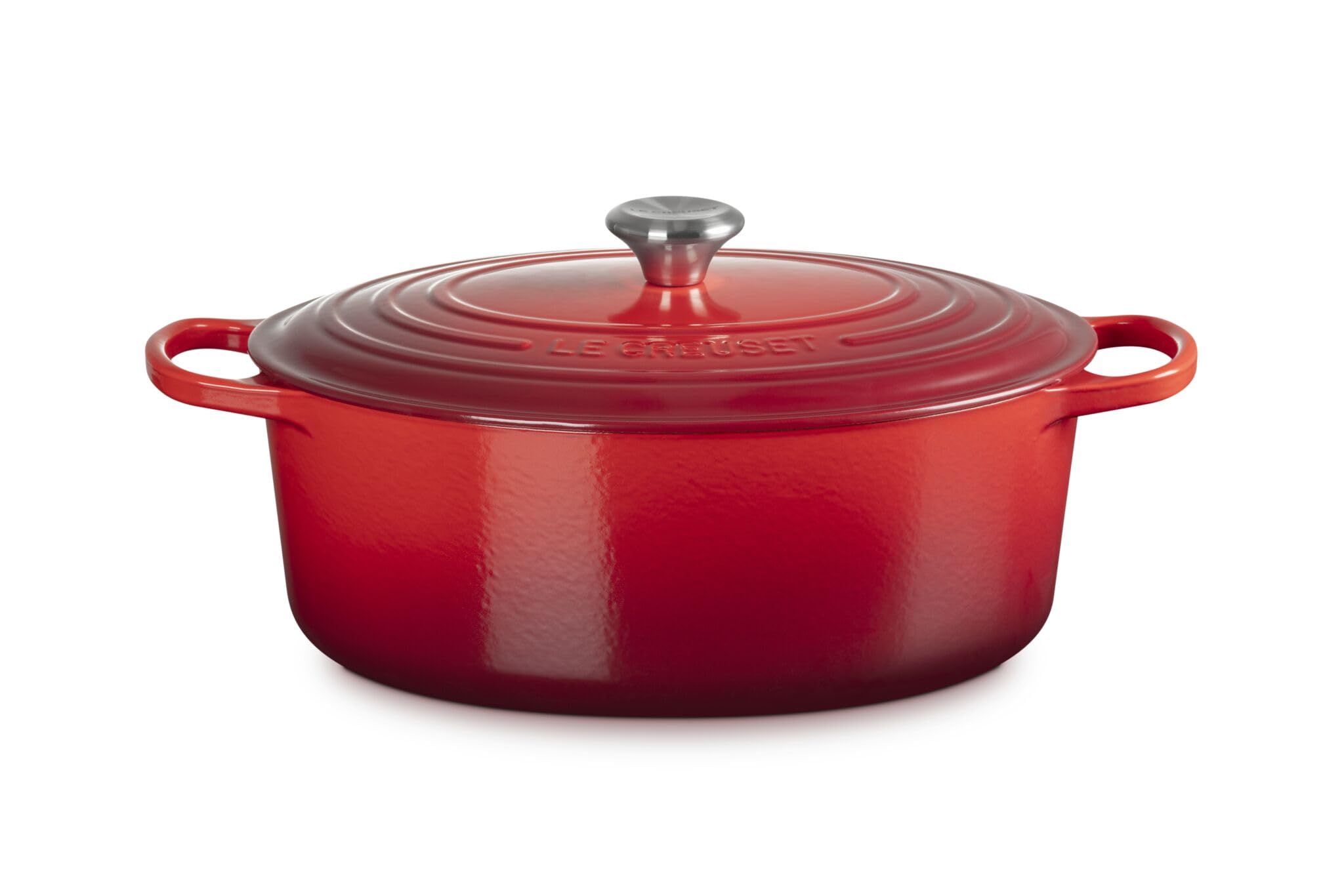Le Creuset gros plan intérieur émaillé clair montrant surface lisse et facile à nettoyer